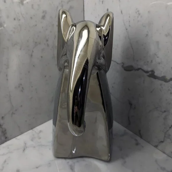 Pier One metallic gunmetal/silver glazed ceramic elephant - Picture 4 of 7